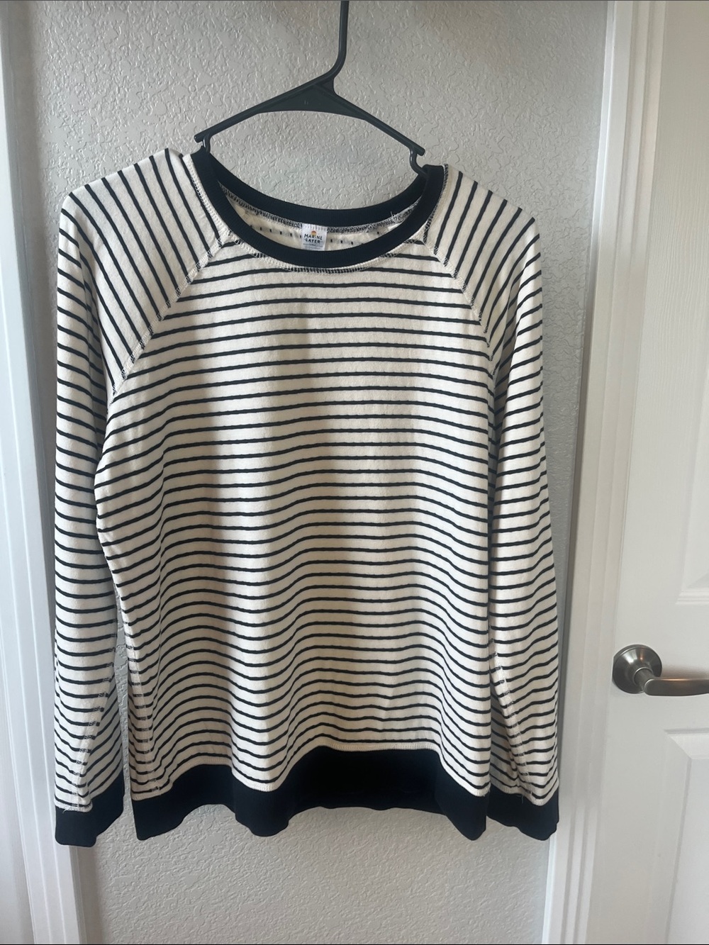Marine Layer Black Striped Sweatshirt size Large